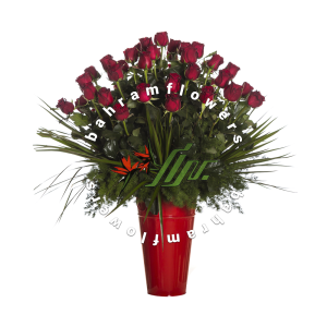 پایه قرمز با رز قرمز